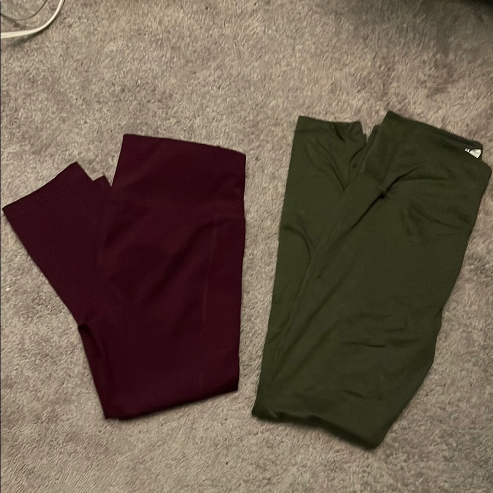 Avia Women's Leggings - Deep Red and Forest Green